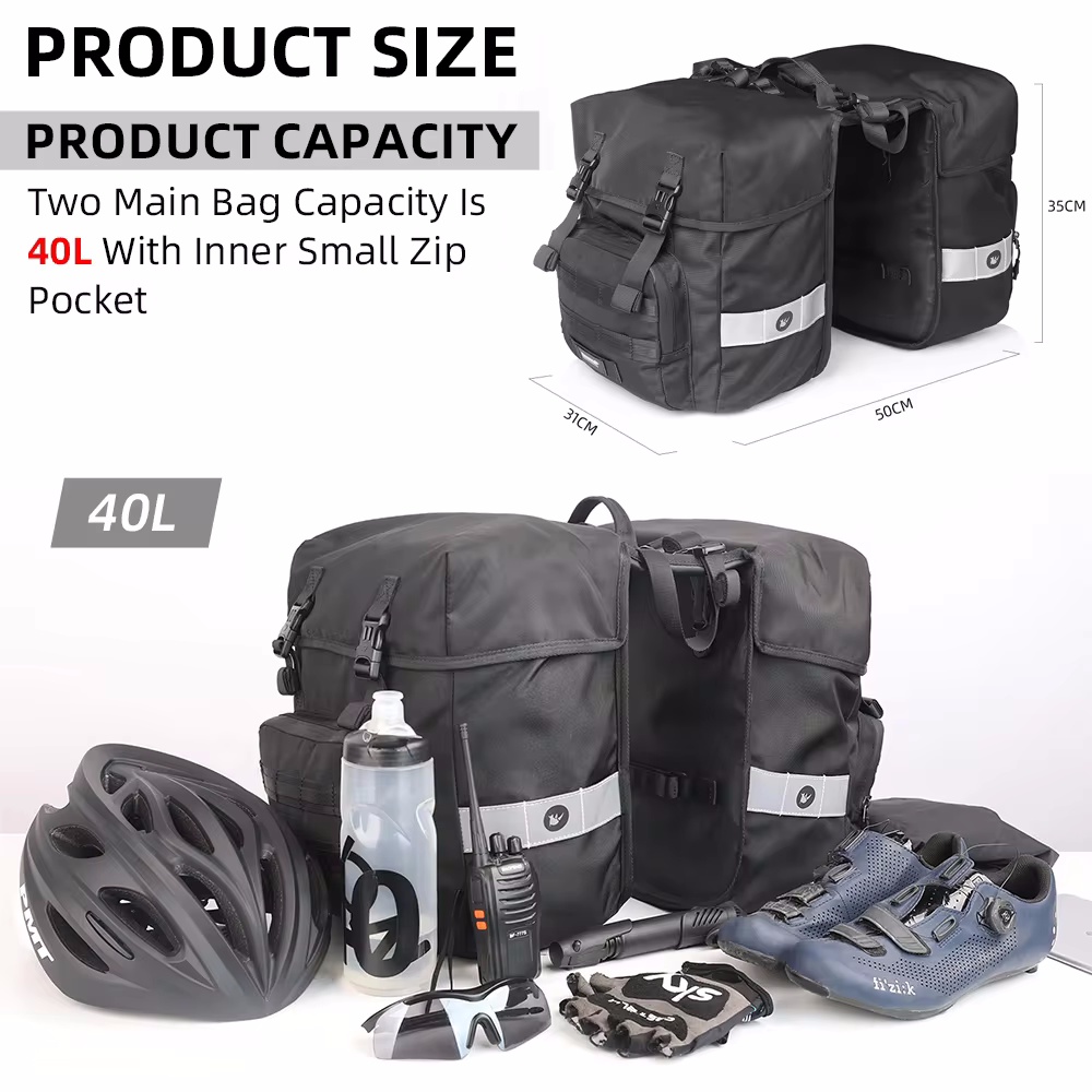 40L Bicycle Pannier Bag 2 in 1 - Panniers Waterproof Rear recension och pris